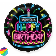 Folija balon - Neon Happy Birthday Torta Folija balon - Neon Happy Birthday Torta
